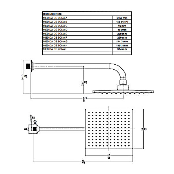 REGADERA 2261B CROMO C/BZO/CHAP.