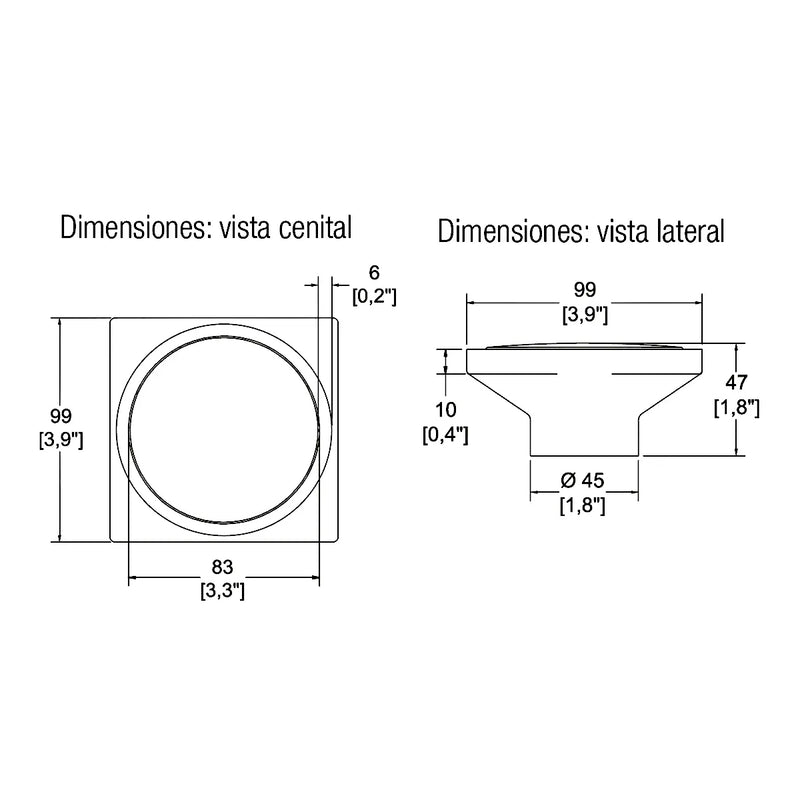 Coladera Rebosadero perimetral cuadrado 342-CL
