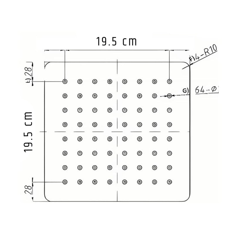 Regadera De Plato 8 Pulgadas Marca DICA 4538C