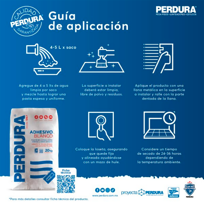 Adhesivo blanco Perdura 20 kg