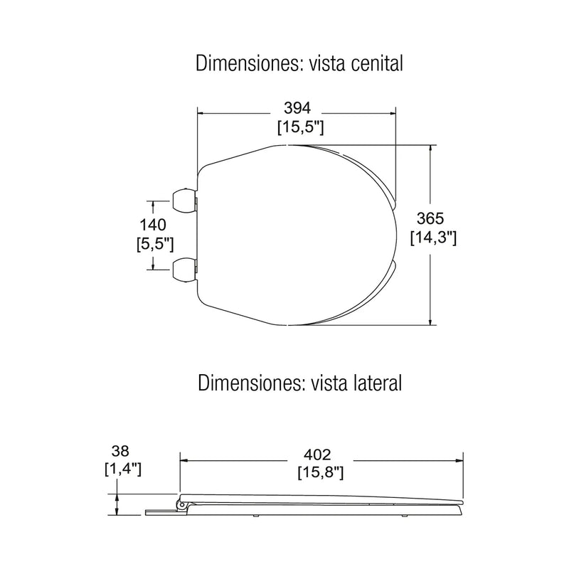 Asiento para inodoro cierre estandar AT-2 Blanco