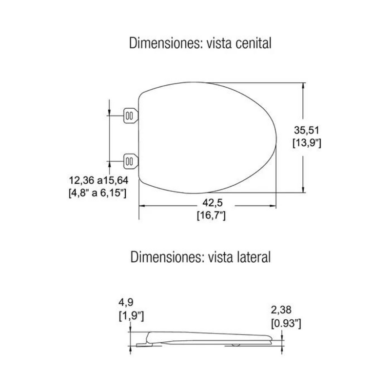 Asiento para inodoro elongado AT-5 blanco