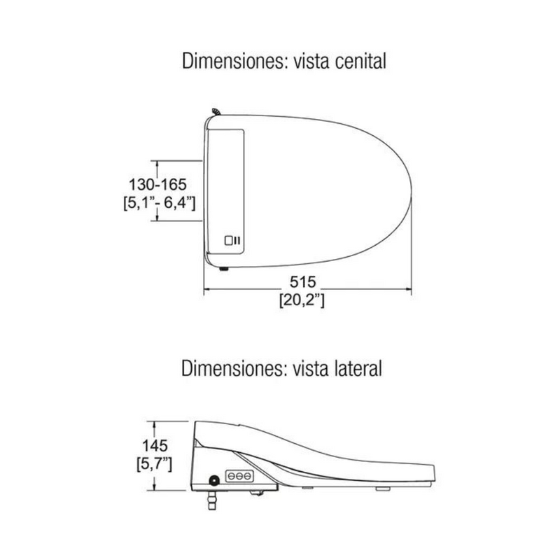 Asiento para inodoro electrónico elongado ATE Blanco