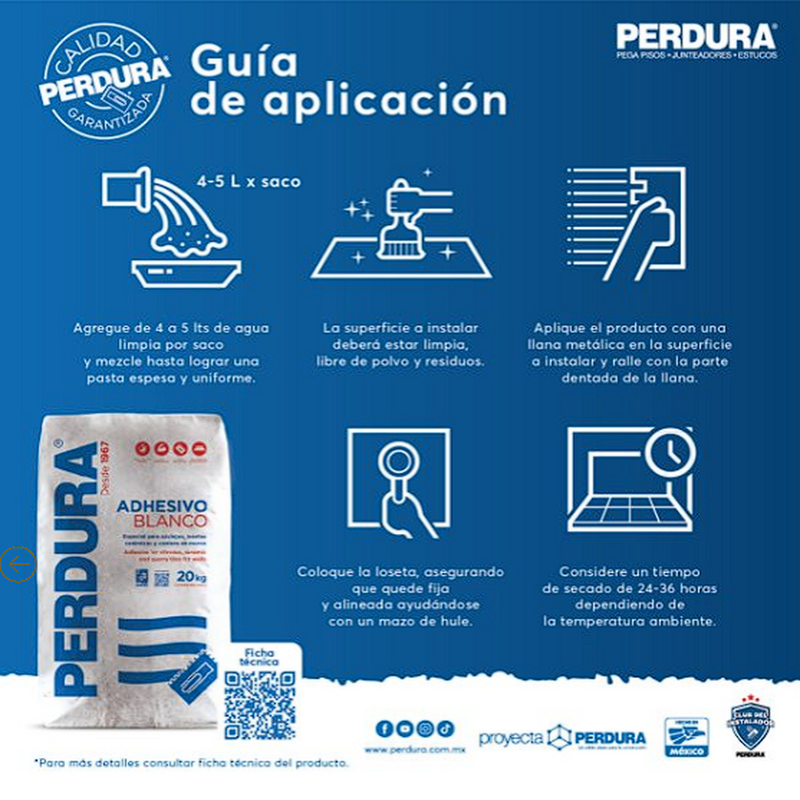 Adhesivo Perdura Blanco 20kg
