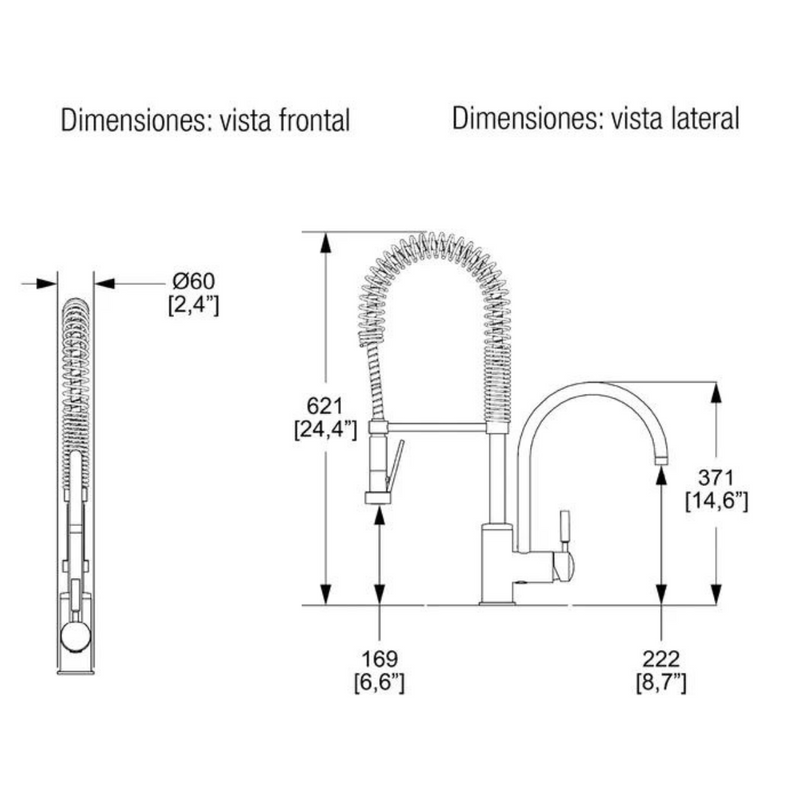 Monomando para cocina doble cabezal E-308 cromo