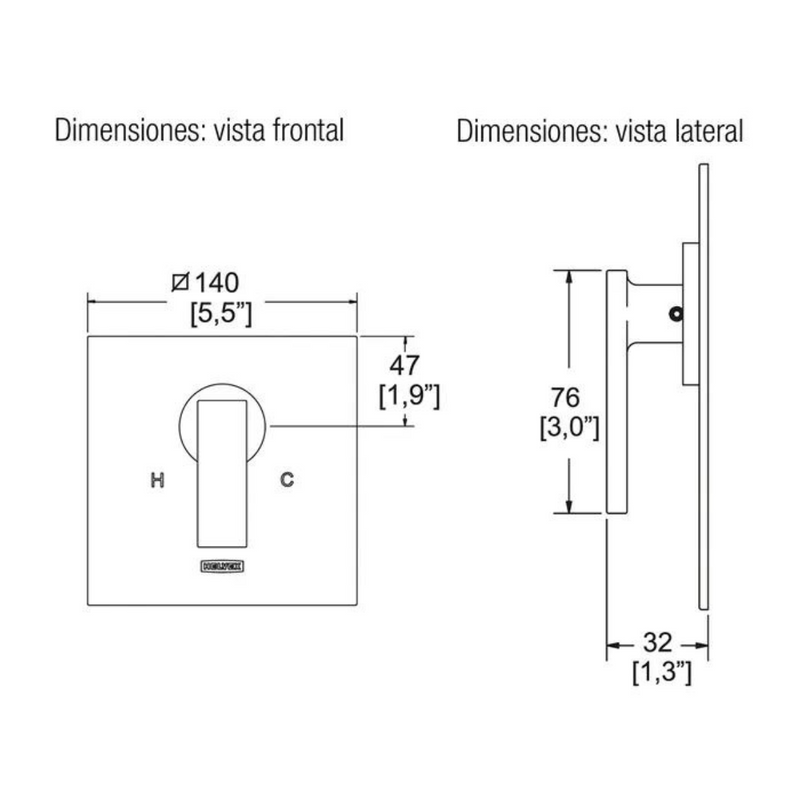 Monomando para regadera  E-700 cromo Vertika