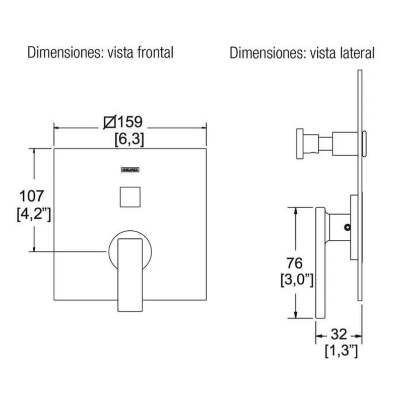 MONOMANDO PARA REGADERA CON DESVIADOR E-701 CROMO