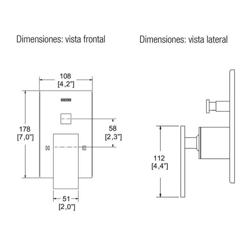 Monomando para regadera o tina E-713 cromo