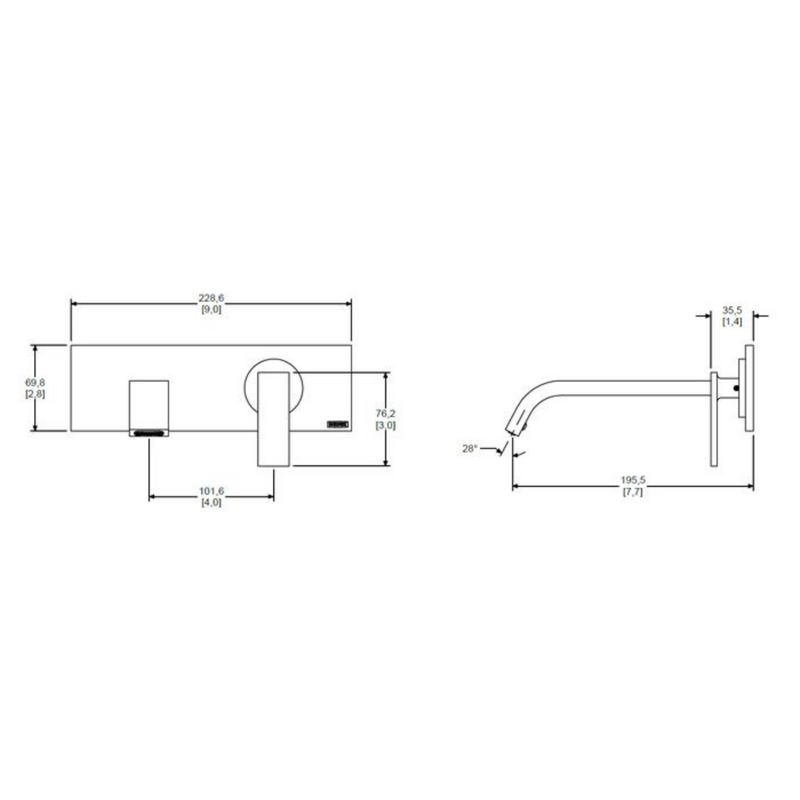 Llave de lavabo a pared EP-3007 Vertika