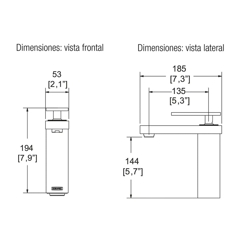 Monomando para lavabo corto acabado cromo EP-93