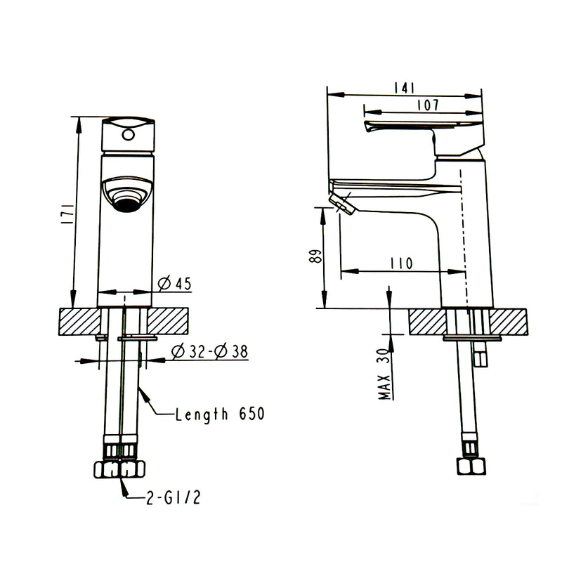 MONOMANDO CORTO PARA LAVABO FB1001