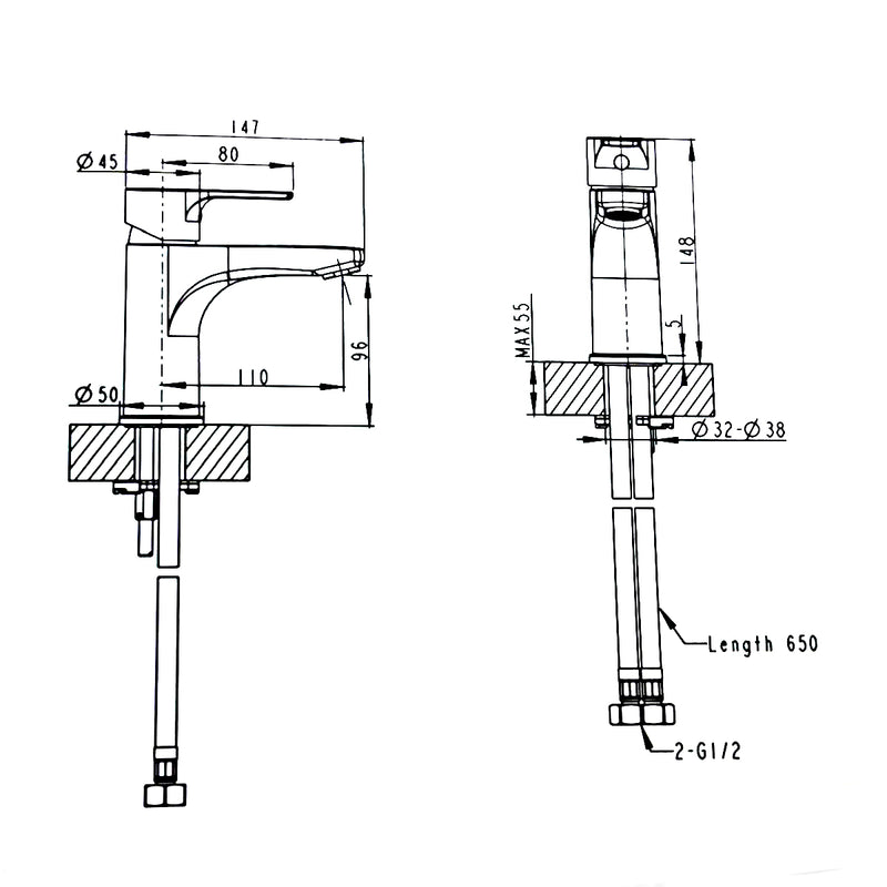 MONOMANDO CORTO PARA LAVABO FB2001