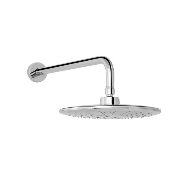 REGADERA REDONDA 10¨ BRAZO ANGULAR Y CHAPETÓN CROMO H-3302
