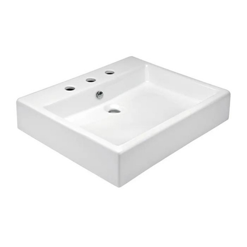 Lavabo de sobreponer con rebosadero lucerna 3 perforaciones blanco
