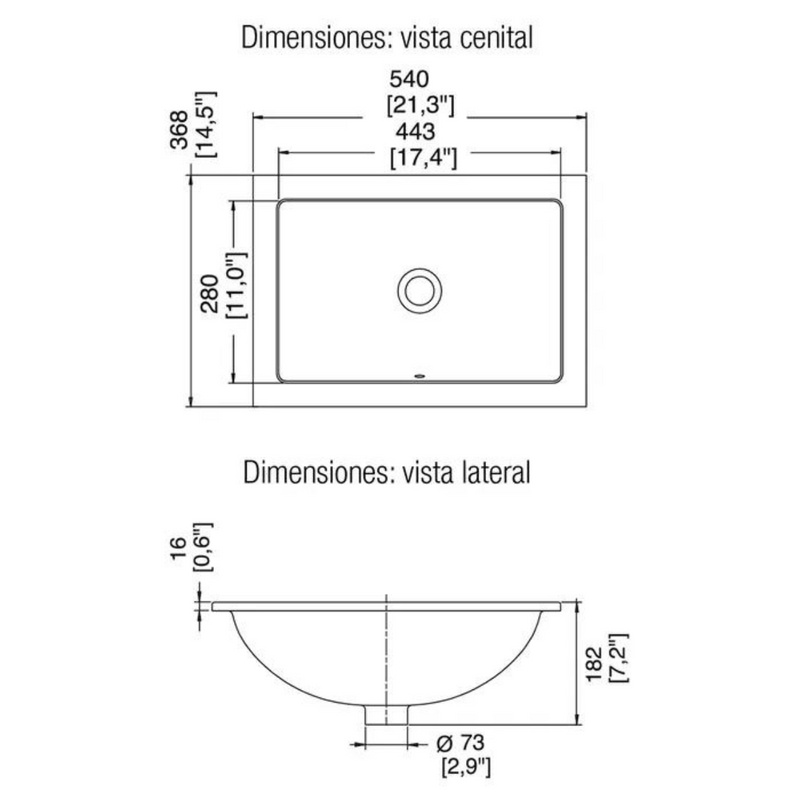 Lavabo sobre cubierta con rebosadero Marcus blanco