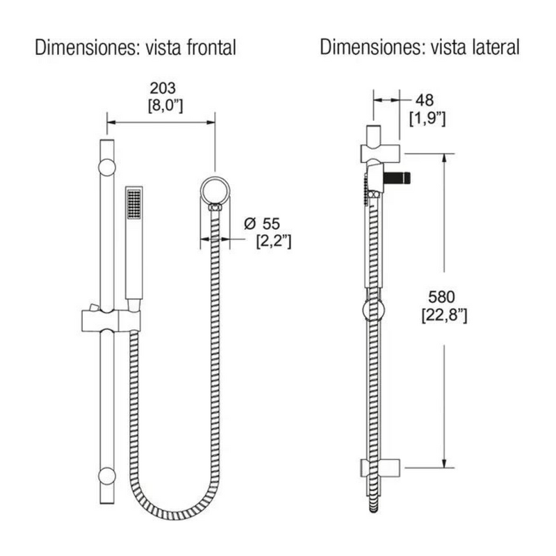 Regadera manual de altura deslizable RM-22 cromo