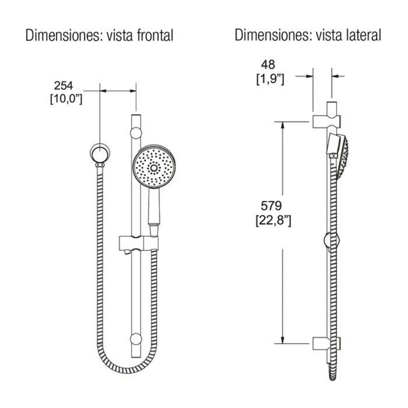 Regadera manual de altura deslizable RM-23 cromo