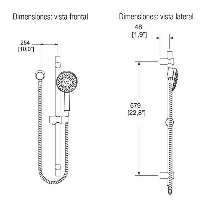 Regadera manual de altura deslizable RM-24 cromo
