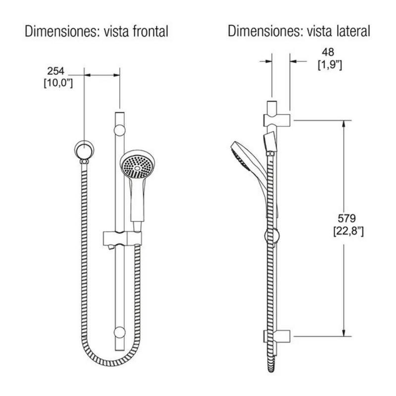Regadera manual de altura deslizable RM-28 cromo