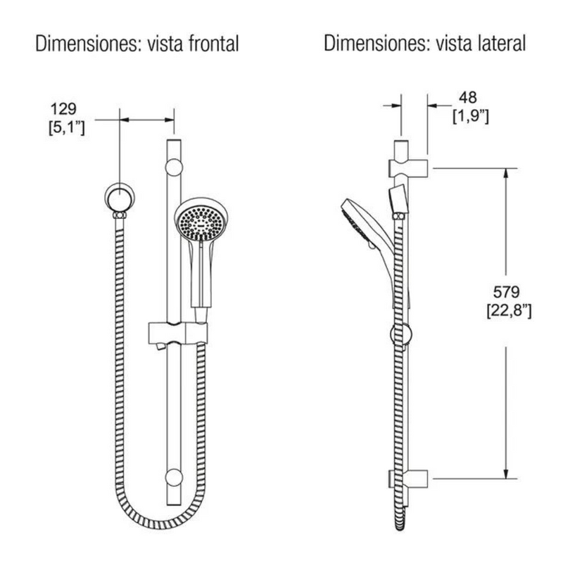 Regadera manual de altura deslizable RM-29 cromo