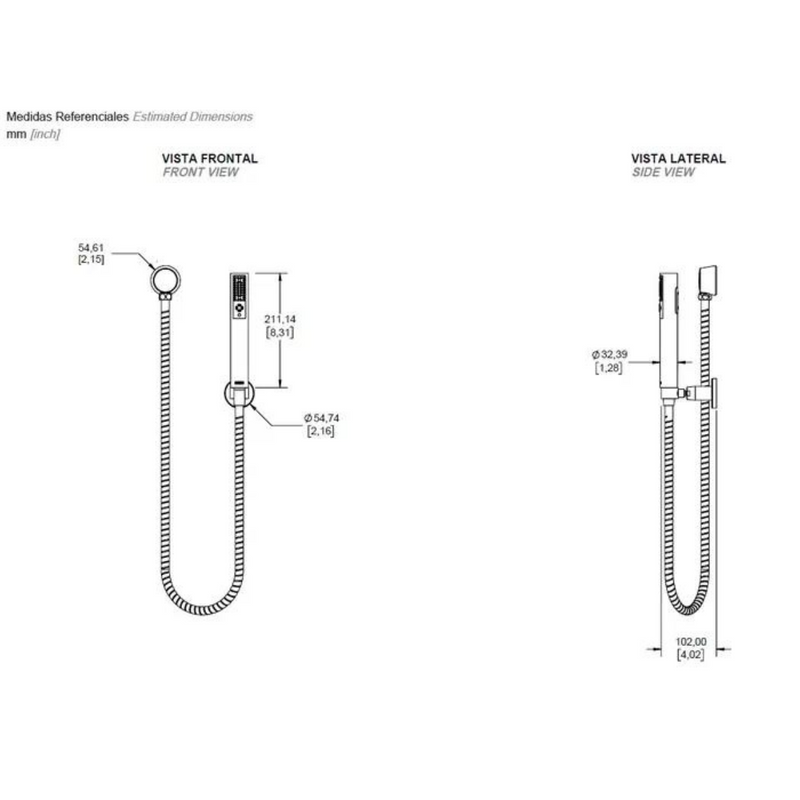 Regadera manual con soporte RM-30 cromo