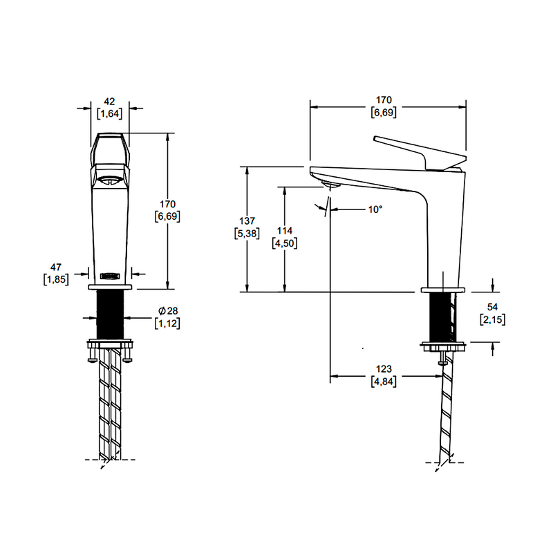 Monomando corto para lavabo Helvex Spiga