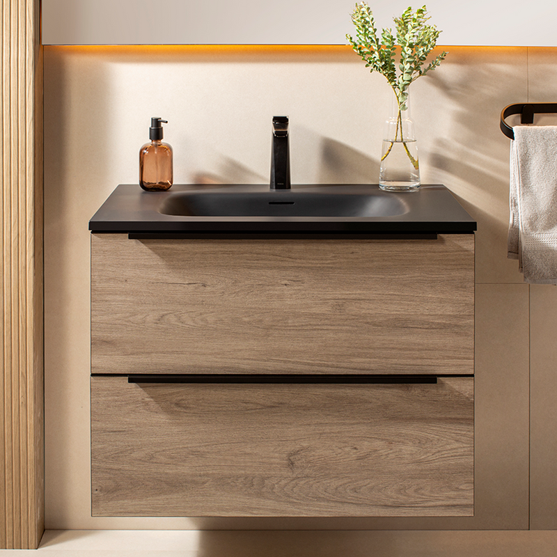 GABINETE TOCADOR PARA BAÑO GRIS ROBLE