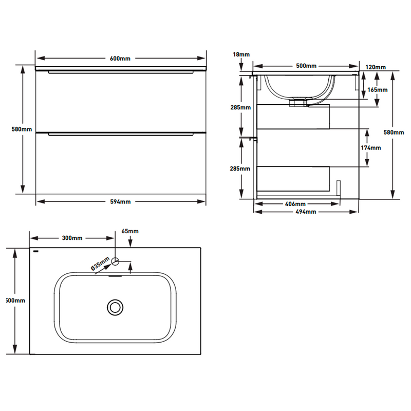 GABINETE TOCADOR PARA BAÑO GRIS ROBLE