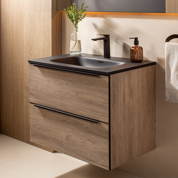 GABINETE TOCADOR PARA BAÑO GRIS ROBLE