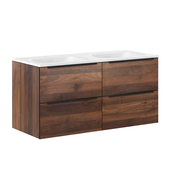 GABINETE TOCADOR DOBLE PARA BAÑO NOGAL