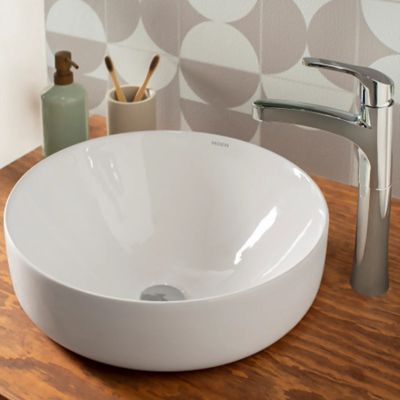 Lavabo redondo sobre cubierta blanco