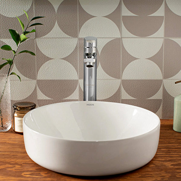 Lavabo redondo sobre cubierta blanco
