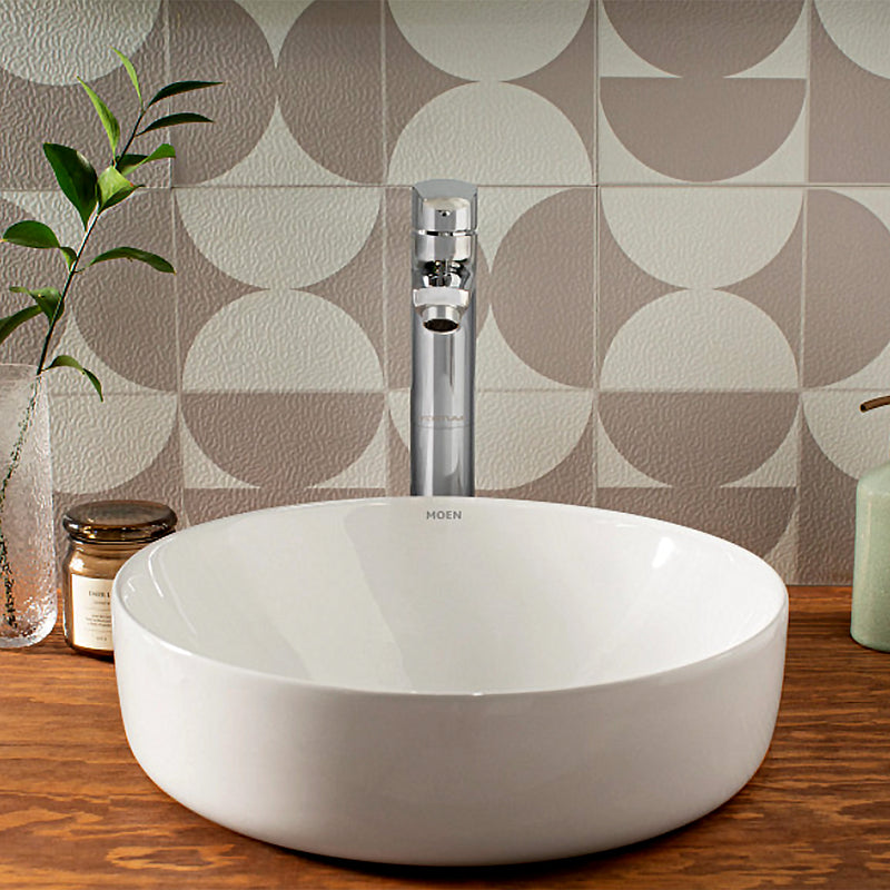 Lavabo redondo sobre cubierta blanco